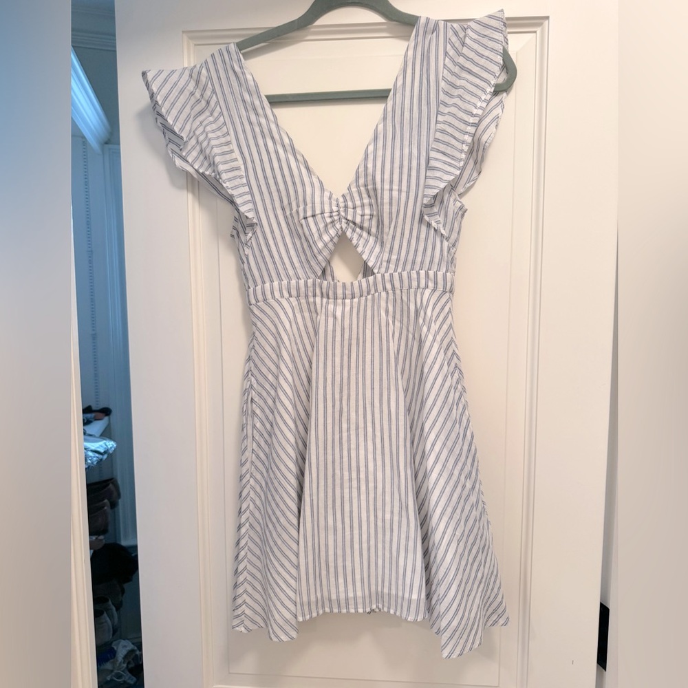 Cleobella White and Blue Stripe Sundress